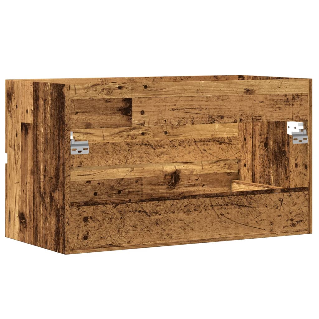 Badkamerwandkast 80x38,5x45 cm bewerkt hout oud houtkleurig