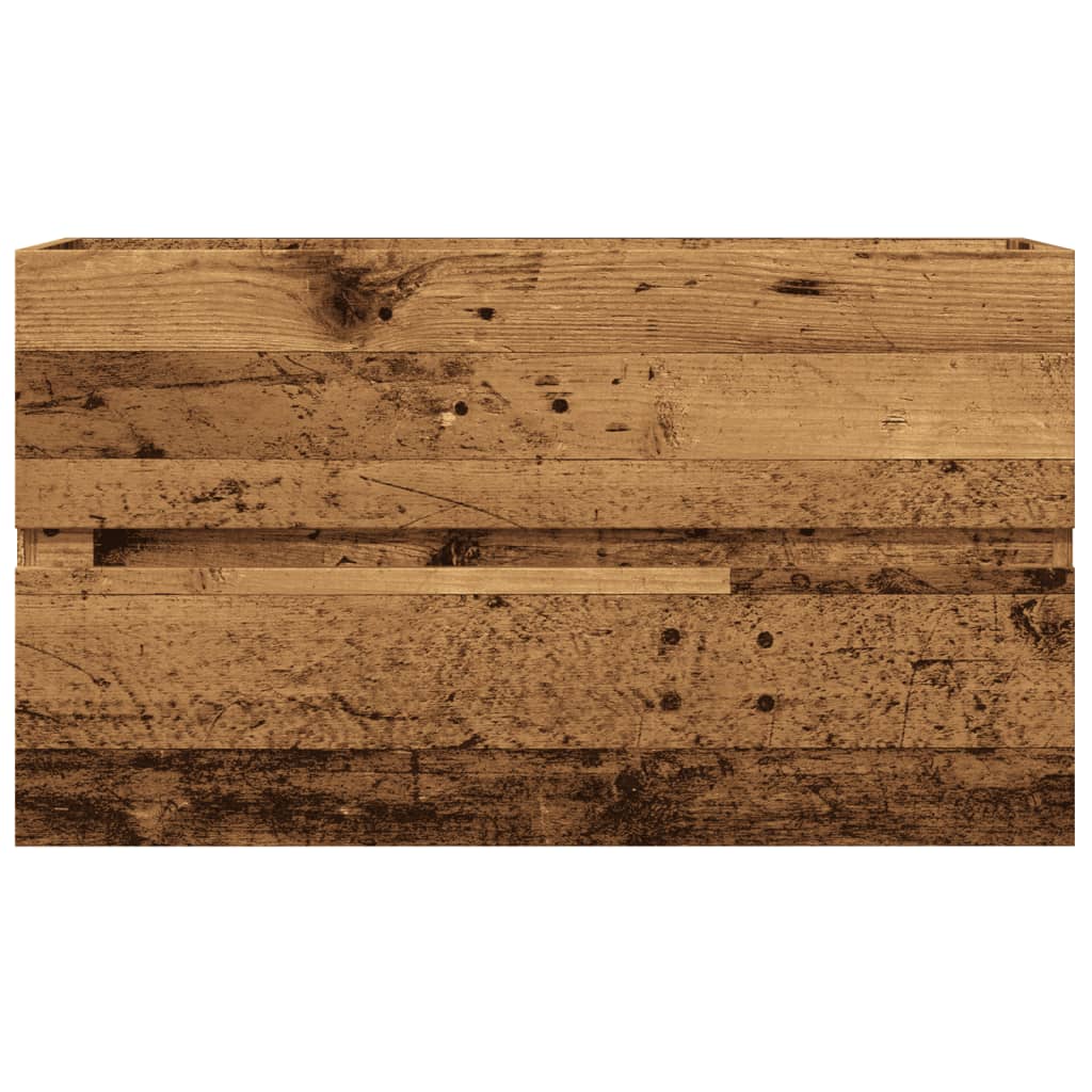 Wastafelkast 90x38,5x45 cm bewerkt hout oud houtkleurig