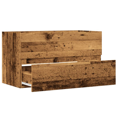 Wastafelkast 90x38,5x45 cm bewerkt hout oud houtkleurig