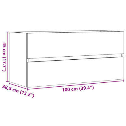 Wastafelkast 100x38,5x45 cm spaanplaat betongrijs