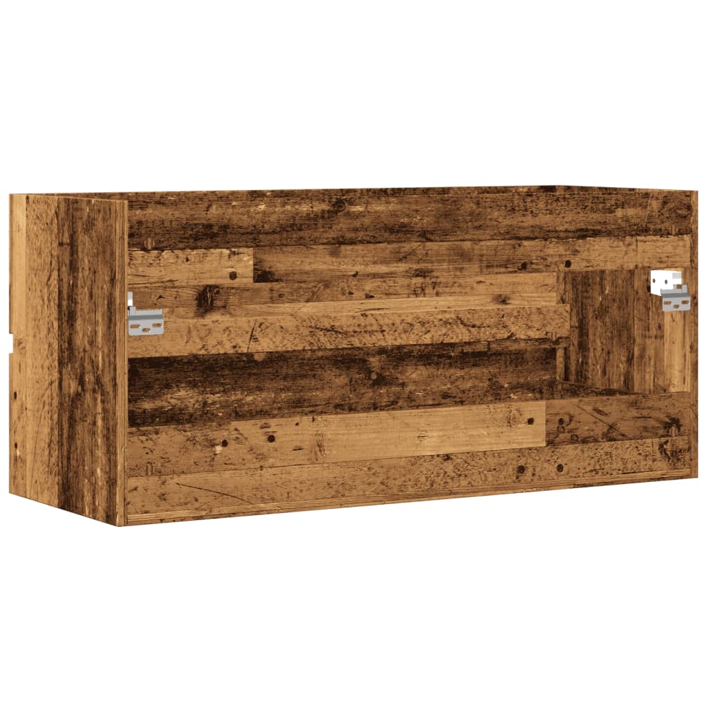 Wastafelkast 100x38,5x45 cm bewerkt hout oud houtkleurig