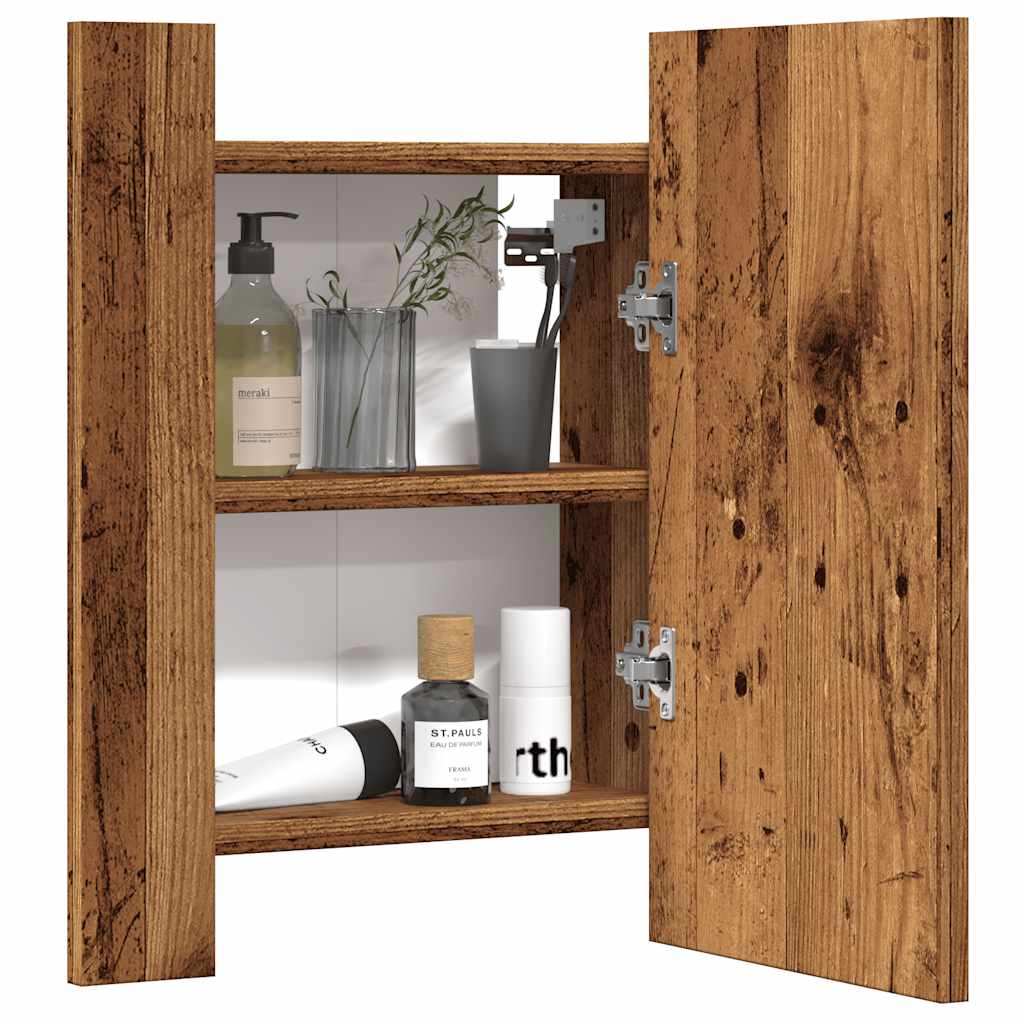 Badkamerspiegelkast LED 40x12x45 cm bewerkt hout oud hout