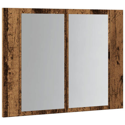 Spiegelkast LED 60x12x45 cm bewerkt hout oud houtkleurig