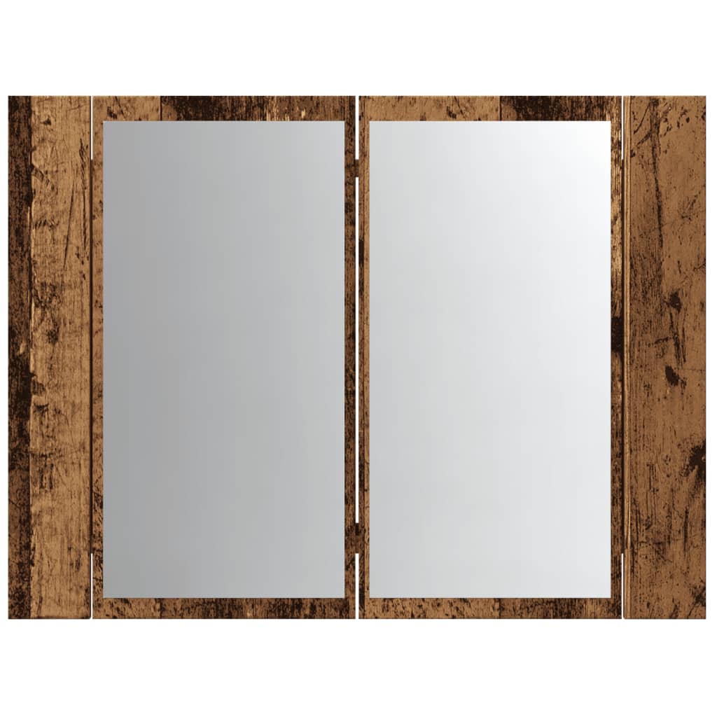 Spiegelkast LED 60x12x45 cm bewerkt hout oud houtkleurig