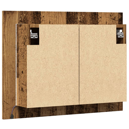 Spiegelkast LED 60x12x45 cm bewerkt hout oud houtkleurig