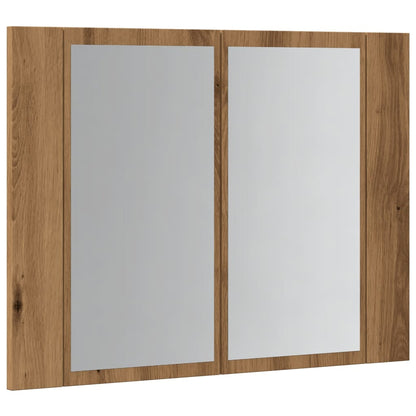 Spiegelkast LED 60x12x45 cm bewerkt hout artisanaal eikenkleur