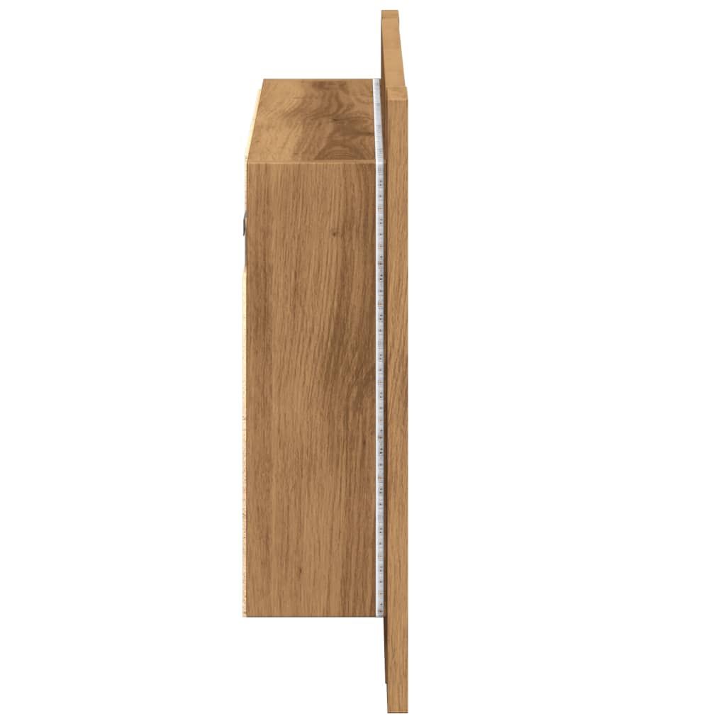 Spiegelkast LED 60x12x45 cm bewerkt hout artisanaal eikenkleur