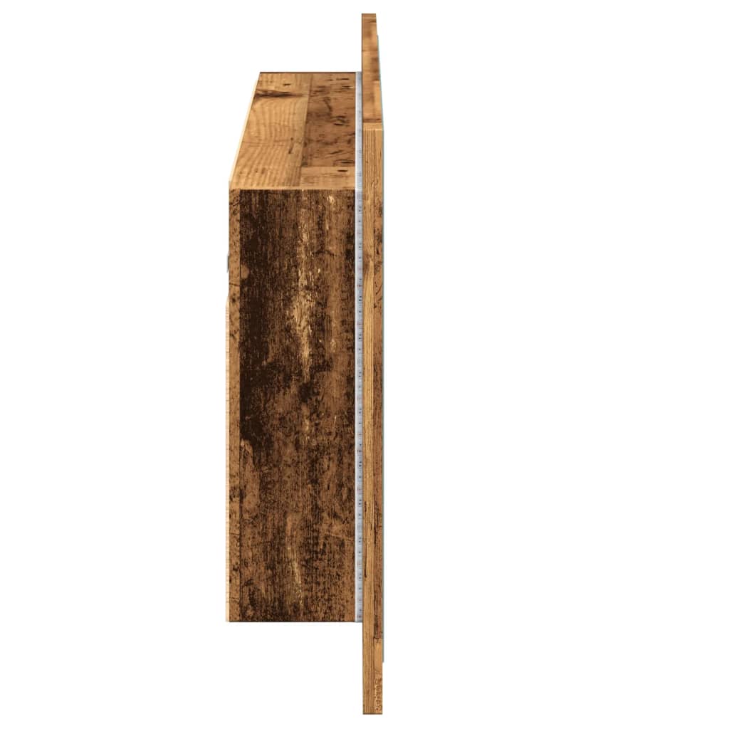 Spiegelkast LED 90x12x45 cm bewerkt hout oud houtkleurig