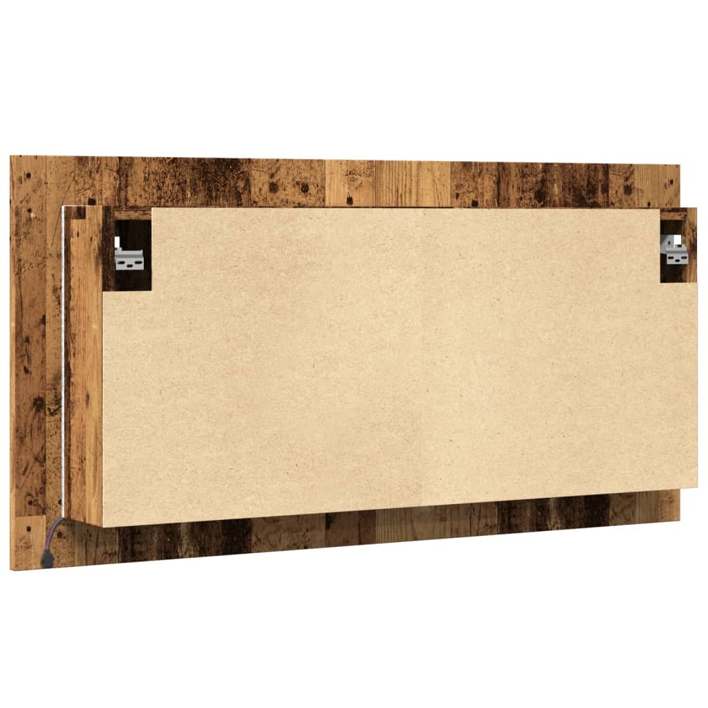 Spiegelkast LED 90x12x45 cm bewerkt hout oud houtkleurig