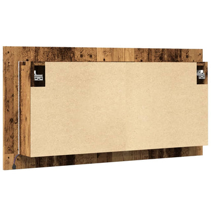 Spiegelkast LED 90x12x45 cm bewerkt hout oud houtkleurig