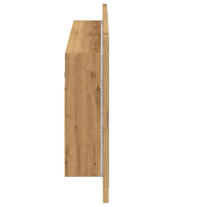 Spiegelkast LED 90x12x45 cm bewerkt hout artisanaal eikenkleur