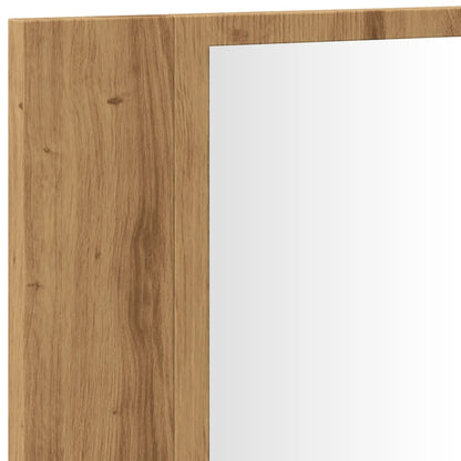 Spiegelkast LED 90x12x45 cm bewerkt hout artisanaal eikenkleur