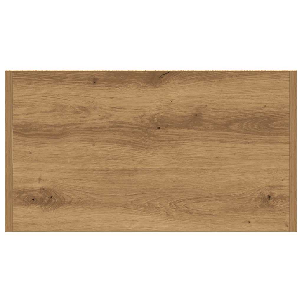 Badkamerkast 60x33x80 cm bewerkt hout artisanaal eikenkleurig