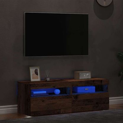 Tv-meubels met LED-verlichting 2 st bewerkt hout oud hout