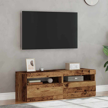 Tv-meubels met LED-verlichting 2 st bewerkt hout oud hout