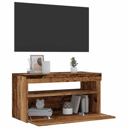 Tv-meubels met LED-verlichting 2 st bewerkt hout oud hout