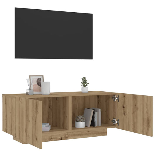 Tv-meubel 100x35x40 cm bewerkt hout artisanaal eikenkleurig