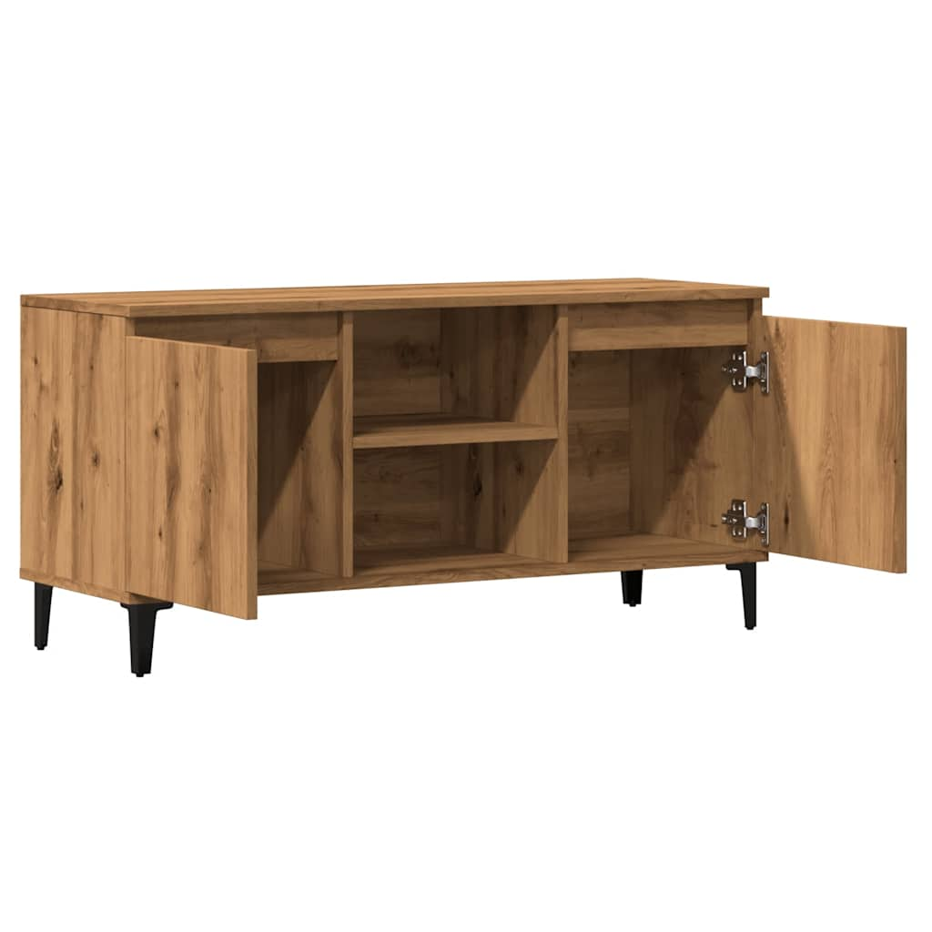 Tv-meubel 102x35x50 cm bewerkt hout artisanaal eikenkleur