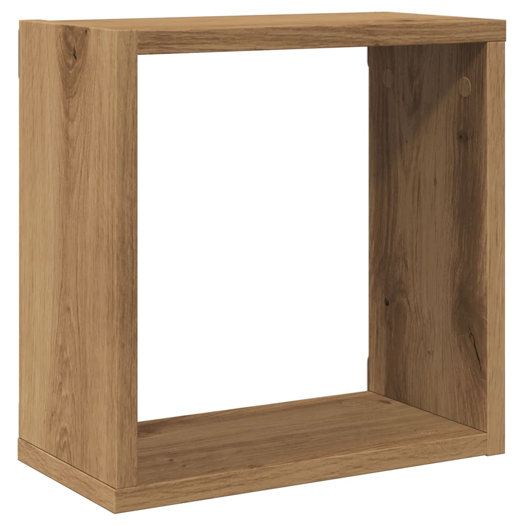 Wandschappen kubus 4st 30x15x30cm bewerkt hout artisanaal eiken