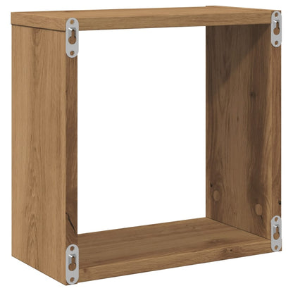 Wandschappen kubus 4st 30x15x30cm bewerkt hout artisanaal eiken