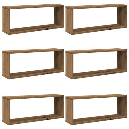 Wandschappen kubus 6 st 60x15x23 cm hout artisanaal eiken