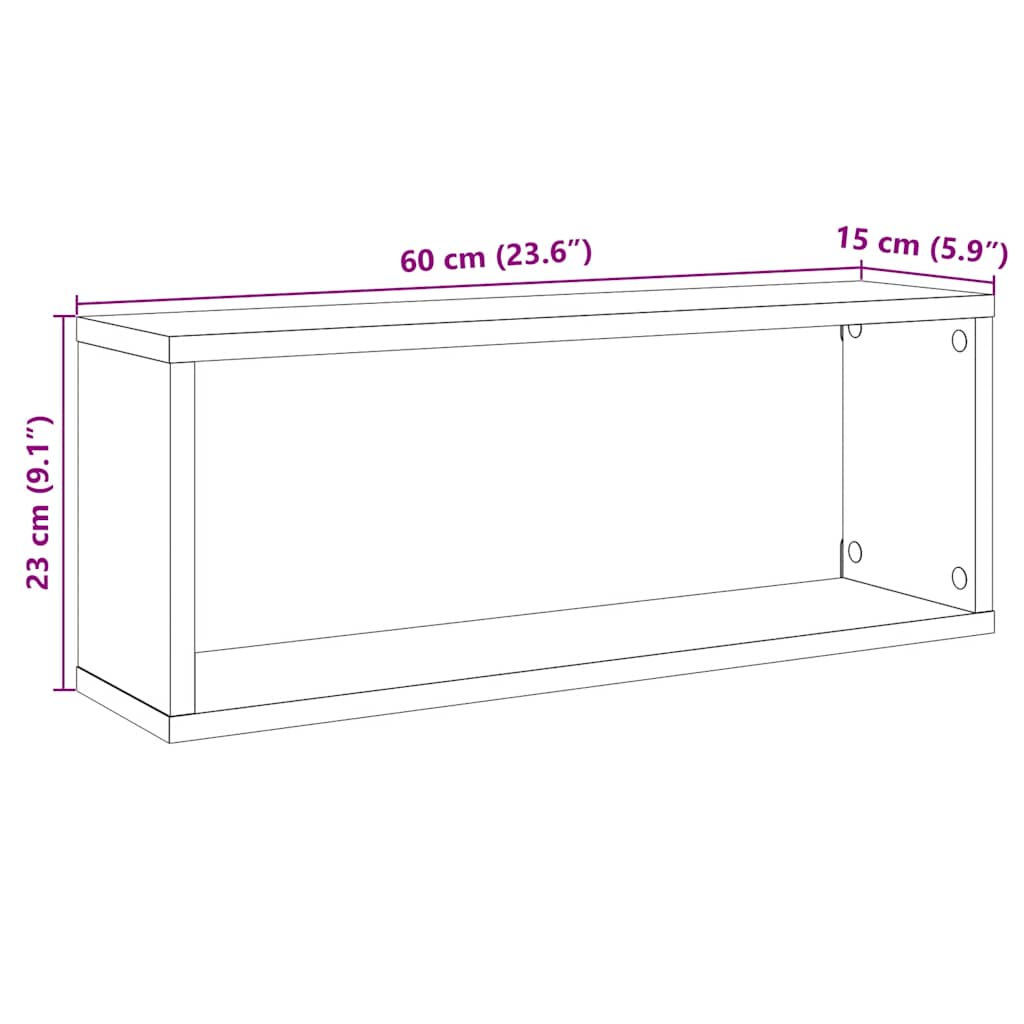 Wandschappen kubus 6 st 60x15x23 cm hout artisanaal eiken