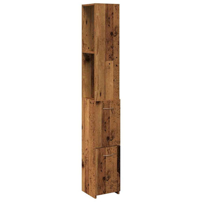 Badkamerkast 25x25x170 cm bewerkt hout oud houtkleurig