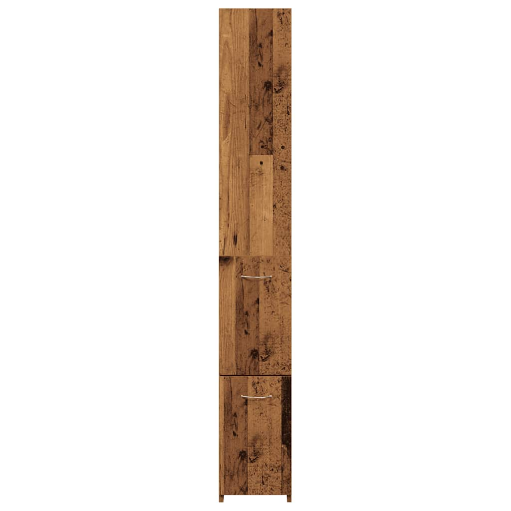 Badkamerkast 25x25x170 cm bewerkt hout oud houtkleurig