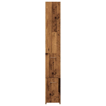 Badkamerkast 25x25x170 cm bewerkt hout oud houtkleurig