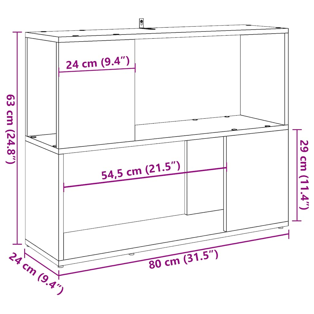 Boekenkast/kamerscherm 80x24x63 cm oud houtkleurig