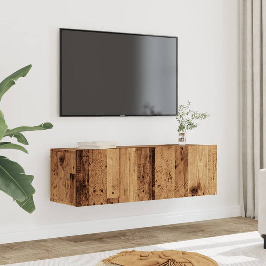 Tv-meubels 2 st wandgemonteerd 100x30x30 cm oud houtkleurig