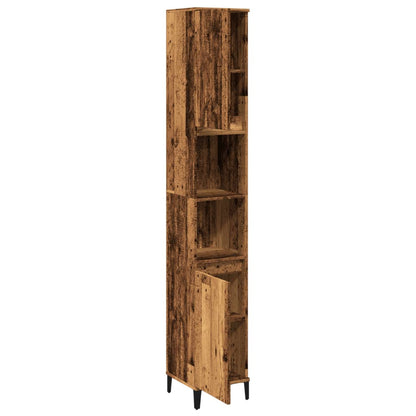 Badkamerkast 30x30x190 cm bewerkt hout oud houtkleurig