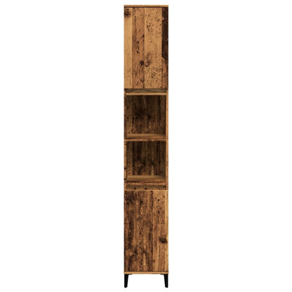 Badkamerkast 30x30x190 cm bewerkt hout oud houtkleurig