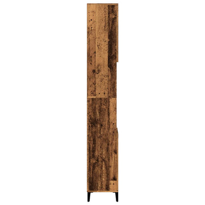 Badkamerkast 30x30x190 cm bewerkt hout oud houtkleurig