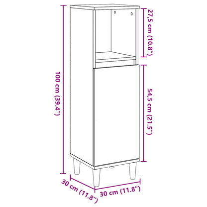 Badkamerkast 30x30x100 cm bewerkt hout betongrijs