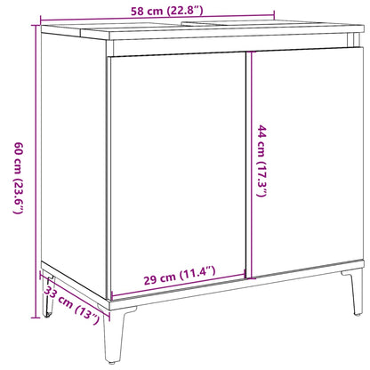 Wastafelkast 58x33x60 cm bewerkt hout betongrijs