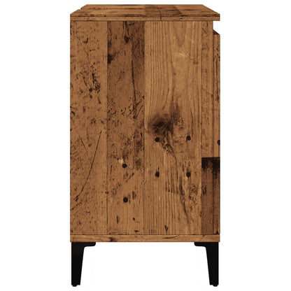 Wastafelkast 58x33x60 cm bewerkt hout oud houtkleurig