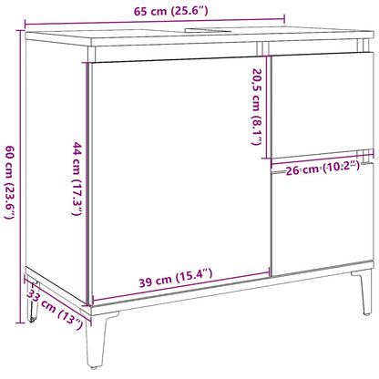 wastafelkast 65x33x60 cm bewerkt hout betongrijs