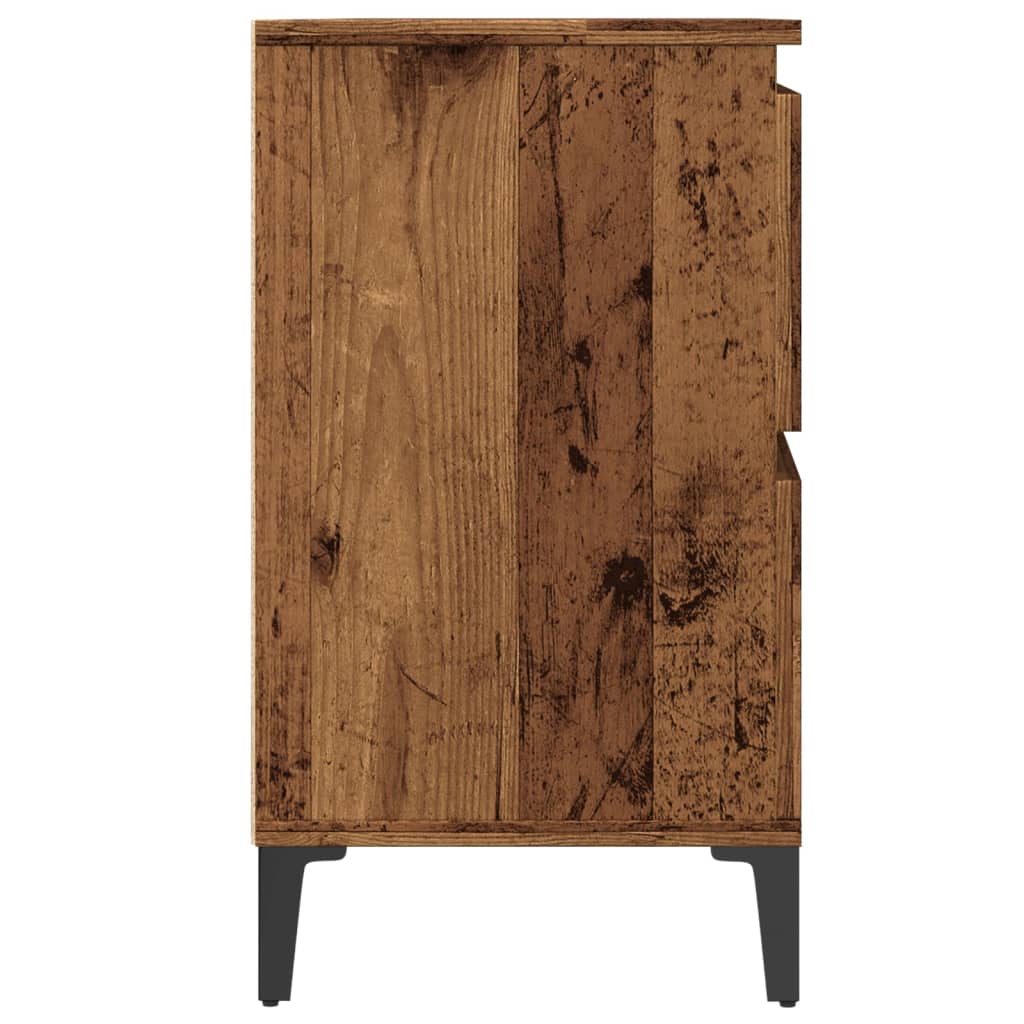 Wastafelkast 80x33x60 cm bewerkt hout oud houtkleurig