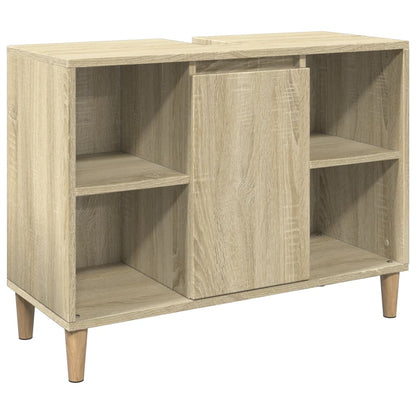 Badkamerkast 80x33x60 cm bewerkt hout sonoma eikenkleurig