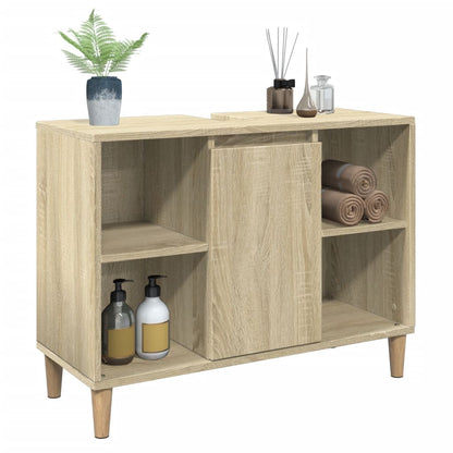 Badkamerkast 80x33x60 cm bewerkt hout sonoma eikenkleurig