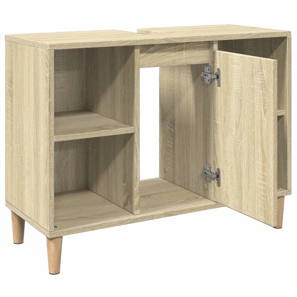 Badkamerkast 80x33x60 cm bewerkt hout sonoma eikenkleurig