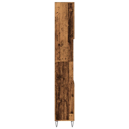 Badkamerkast 30x30x190 cm bewerkt hout oud houtkleurig