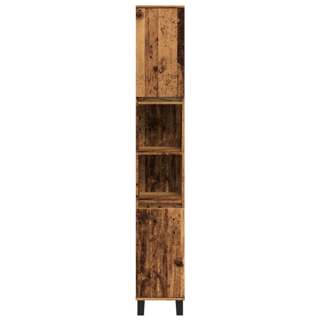 Badkamerkast 30x30x190 cm bewerkt hout oud houtkleurig