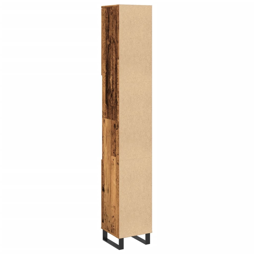 Badkamerkast 30x30x190 cm bewerkt hout oud houtkleurig