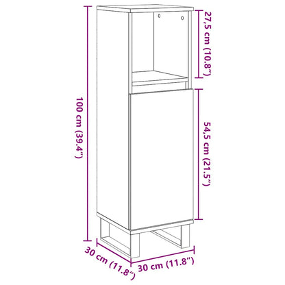 Badkamerkast 30x30x100 cm bewerkt hout betongrijs