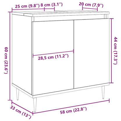 Badkamerkast 58x33x60 cm bewerkt hout betongrijs