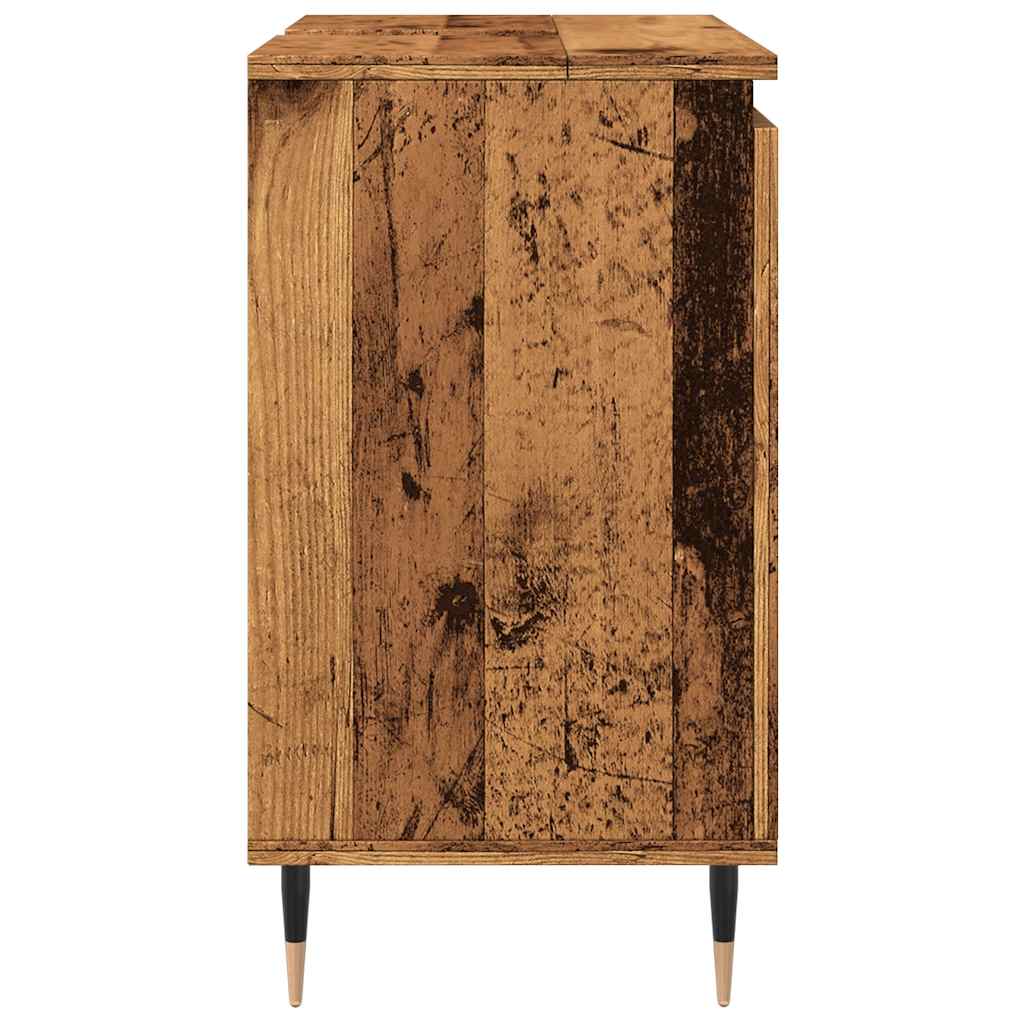 Badkamerkast 58x33x60 cm bewerkt hout oud houtkleurig