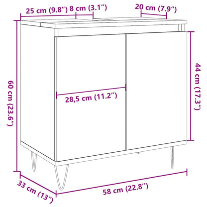 Badkamerkast 58x33x60 cm bewerkt hout betongrijs