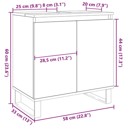 Badkamerkast 58x33x60 cm bewerkt hout betongrijs